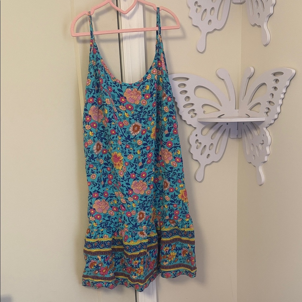Floral Blue spaghetti strap Dress